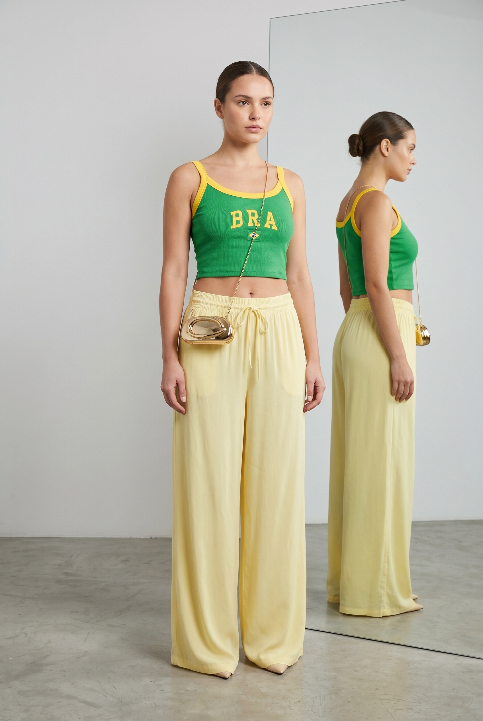 Pantalona e blusinha — campanha Geolux